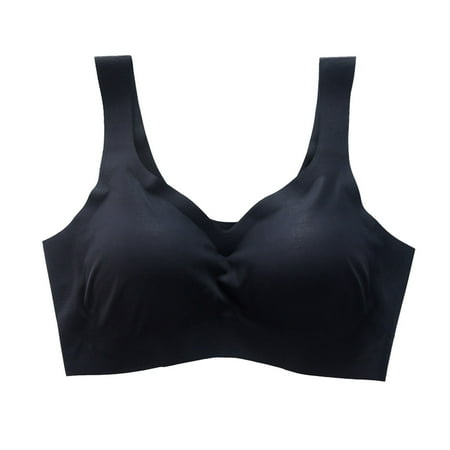 Xiaoxatg Seamless Ice Silk Sleep Bra For Women Comfortable Wireless Sports Bra Breathable Running Tank Top Gathered Sleepwear Vest Women Athletic
