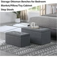 thumbnail image 4 of Storage Ottoman Bench with 2.56-inch Thick Seat, 31.5 inch Nesting Ottoman Set of 2, Hinged Flip Top Bench with Storage for Living Room, Bedroom, Grey, 4 of 15