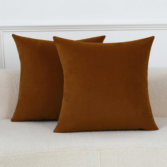 Comfy Rust Orange Throw Pillow Covers Decorative Square Super Soft Terracotta Cushion Couch Cases for Livingroom Sofa Decor, Set of 2, 18 x 18 Inch