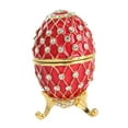 thumbnail image 3 of Bunblic Easter Egg Trinket Box Enameled Hinged Trinket Box Organizer Vintage Design Sculpture Storage Box for Mother's Day Gift Rings Red, 3 of 8