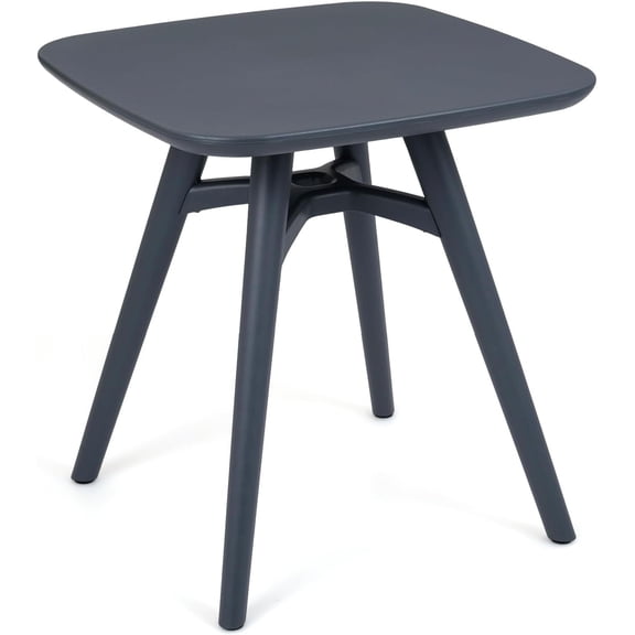 28" Grey Square All-Weather Plastic Patio Dining Table, Compact Outdoor Bistro Table for 4, Garden Backyard Deck Poolside