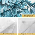 thumbnail image 4 of No Hook Shower Curtain with Snap in Liner, Country Teal Flower Botanical Waterproof Bath Curtain Double Layers with See Through Top Window, Modern Watercolor Stripes Hotel Shower Curtains 72x84in, 4 of 9