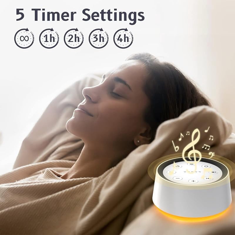 Brown Noise Sound Machine with 30 Soothing Sounds 12 Colors Night Light White for Adults Baby Kids Sleep Machines Memory Function 36 Volume Levels 5 Timers Home Office Travel