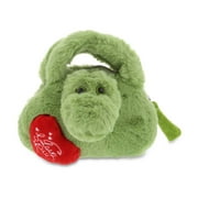 DolliBu I LOVE YOU Super Soft Plush Green Alligator Handbag - Stuffed Animal with Red Heart For Valentine, Anniversary, Romantic Date, Wild Life Plush Bag Purse Gift For Boyfriend or Girlfriend - 7"