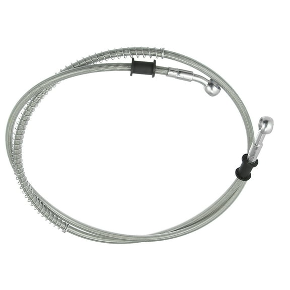 140cm 55.12" 10mm Motorcycle Braided Brake Clutch Oil Hoses Line Pipe Clutch Throttle Gas Line Fuel Pipe Silver Tone