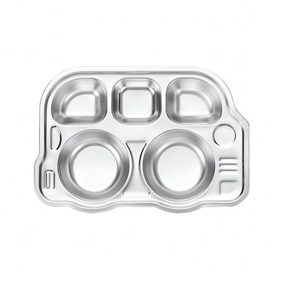 ACDANC Stainless Steel Dinner Plate Safe Baby Feeding Dish Cartoon Design Stainless Steel Dinner Plate for Kids Children Compartment Tray