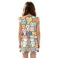 thumbnail image 2 of ZIATUBLES Cartoon Cat Print Girls Summer Playsuit Button Front One-Piece Short Jumpsuit Ruffle Trim Big Kids Casual Romper with Pockets for 13-14 Y, 2 of 6