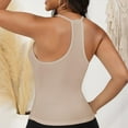 thumbnail image 3 of Women's Ribbed Knit Deep V Neck Tank Top with Seamless Design - Small, Beige, 3 of 7