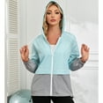 thumbnail image 2 of Ponceau Rain Coats for Women Waterproof with Hood Packable Rain Jackets Womens Lightweight Rain Jackets Outdoor Light Blue & Grey XL, 2 of 8
