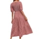 thumbnail image 3 of Lucakuins - Vestido midi de verano para mujer, línea A, manga corta, cuello redondo, cintura alta, vestido floral de encaje Lucakuins moda, 3 of 4