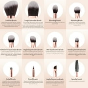 Docolor 12-in-6 Dual-Ended Makeup Brush Set - 6 Travel-Size Eye & Face Brushes with Case