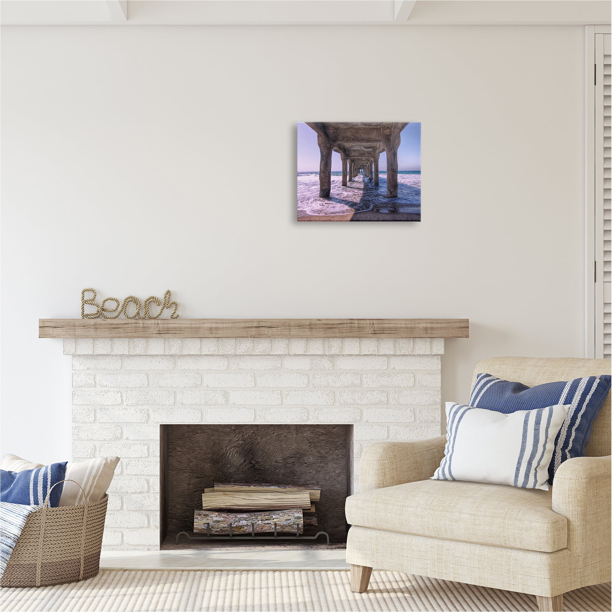 Stupell Industries Waves Under Dock Landscape Photography Gallery Wrapped Canvas Art Print Wall Art, 20 x 16