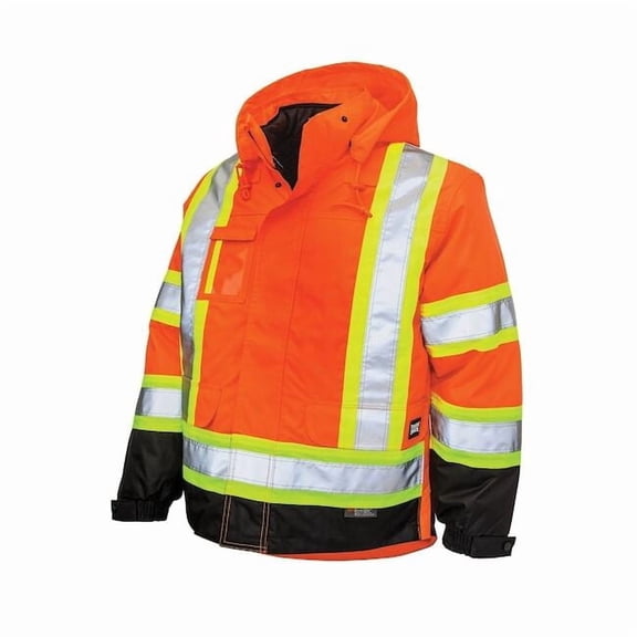Hi-Vis Parka,5-in-1,Fluorescent Org,L S42611