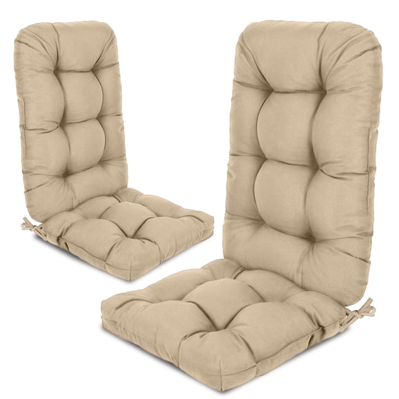 BPS Outdoor Adirondack Chair Cushions, 49x20.5x5 Inch Patio Rocking Chair Seat Cushion, Tufted Pads Set of 2, Khaki