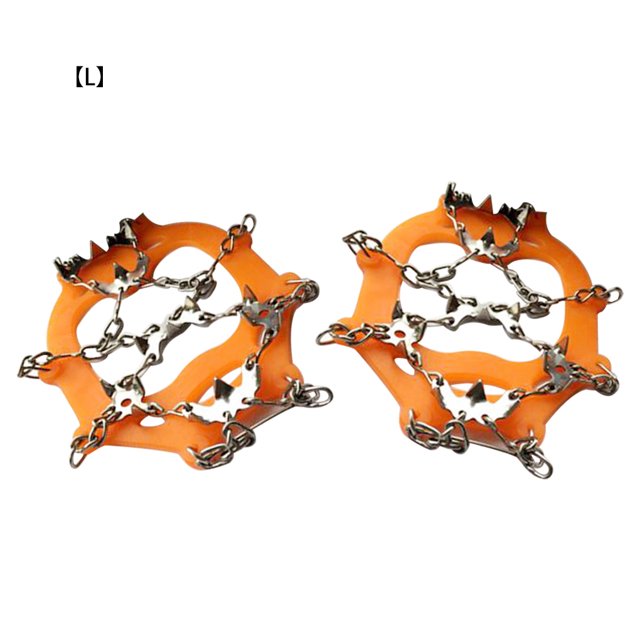 Worallymy 1 par de tacos de hielo 18 dientes Zapato de acero inoxidable Spike Escalada en nieve Senderismo Zapato antideslizante Garra L naranja Worallymy JD735919653
