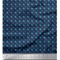 thumbnail image 1 of Soimoi Blue Velvet Fabric Bird Shirting Print Fabric by The Yard 58 Inch Wide, 1 of 1