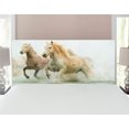 thumbnail image 1 of Horses Headboard, Camargue Horses in Water Oldest Breed Southern France Origin Photo, Upholstered Decorative Metal Bed Headboard with Memory Foam, Full Size, White Beige, by Ambesonne, 1 of 4