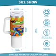 thumbnail image 3 of 40 Oz Car Handle Water Bottle Water Cup Water Bottle Water Jug Coffee Cup Travel Water Bottle Beautiful Green Frog, 3 of 8