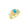 thumbnail image 4 of RYLOS Rings for Women 14K Gold Plated Silver Ring XOXO Hugs & Kisses 7X5MM Gemstone & Diamond December Turquoise Jewelry Size 10, 4 of 7
