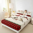 thumbnail image 4 of Manfei Red Robin Bird Twin Sheet Sets, Black Red Plaid Twin Fitted Sheet, Leaf Plant Buffalo Flat Sheet, Super Cozy Room Decor, 3-Piece, 4 of 7