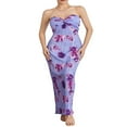 thumbnail image 2 of Women Floral Formal Dress Twist Ruched Strapless Bodycon Evening Gown, 2 of 9