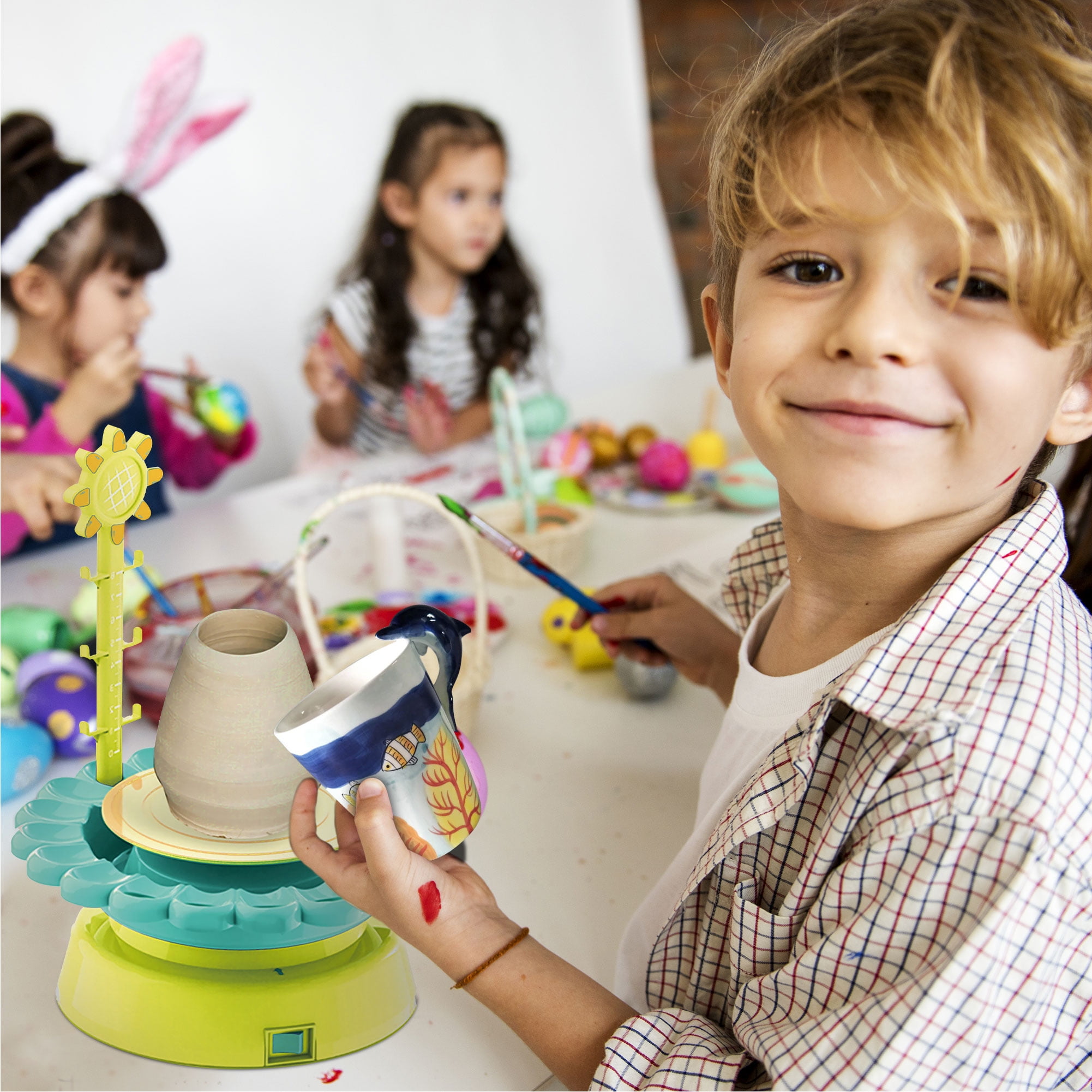 Buddy N Buddies- Upgraded Pottery Studio USB Charger, Clay Pottery Wheel Craft Kit for Kids Age 8 and Up