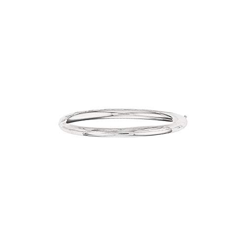 JewelStop 14k White Gold 3/16 Inches High Polished Design Bangle, 4.8gr.