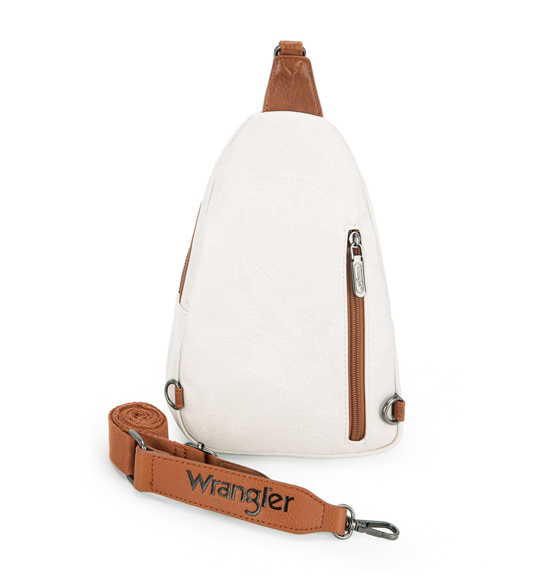 Wrangler Small Crossbody Sling Bags for Women Fanny Packs Chest Bag for Travel Gift, Beige Brown