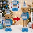 thumbnail image 3 of ZORVINEX Retractable Leg Christmas Bear Decor Stretchable Standing Bear Stuffed Figurine Holiday Plush Ornament For Fireplace Shelf Tabletop Home Party Decoration,Multicolor B, 3 of 7