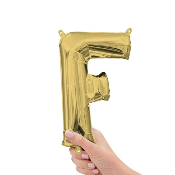 16 inch Letter F - Anagram - White Gold (Air-Fill Only) Foil Mylar Balloon - Party Supplies Decorations