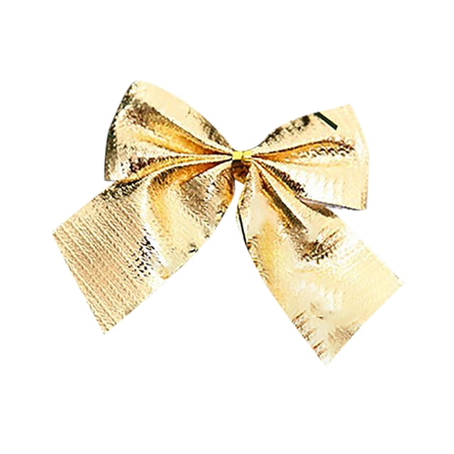 Gold Festive Bow Decorations For Christmas Tree And Gift Wrapping Easy To Hang And Reusable Dimensions Customizable Weight 0.03 Lb 12Pc