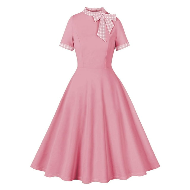 Vestido Corto de Verano, Malla de Manga Corta Bordado Pastel Retro para el Desgaste Casual, Fiesta Y Primavera
