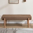 thumbnail image 6 of 47" Upholstered Entryway Bedroom Bench End of Bed, Modern Brown Chenille Tufted Bedroom Indoor Bench with Wood Natural Finish, Entry Ottoman Bench for Hallway Window Dining Living Room, 6 of 6