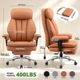 thumbnail image 2 of FASTES Office Chair, 500lbs Big and Tall Office Desk Chair Heavy Duty Ergonomic Leather Chairs with Lumbar Support High Back Computer Chair with Footrest, Brown, 2 of 8