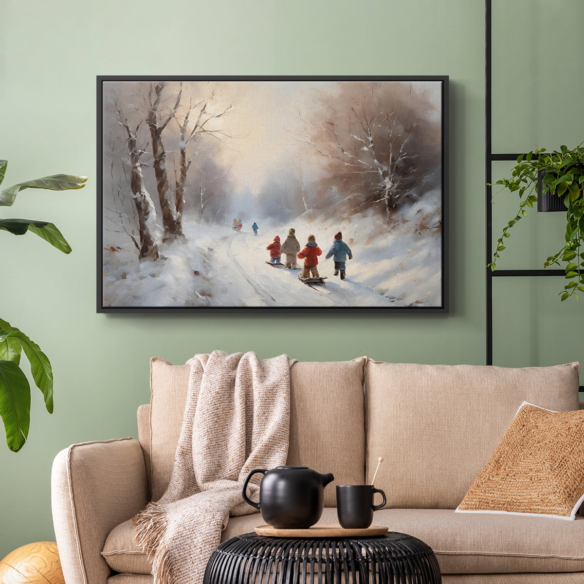 Vintage Landscape-CCXIII By Wexford Home Framed in Black Wood Gallery Wrapped Canvas 25 in. x 37 in.