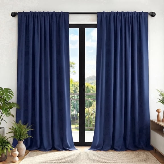 XUEYU Blackout Curtains for Bedroom 96 Inch - Window Curtains Blackout with Rod Pocket Thermal Insulated Room Darkening Light Blocking for Living Room Windows, 2 Panels,Navy