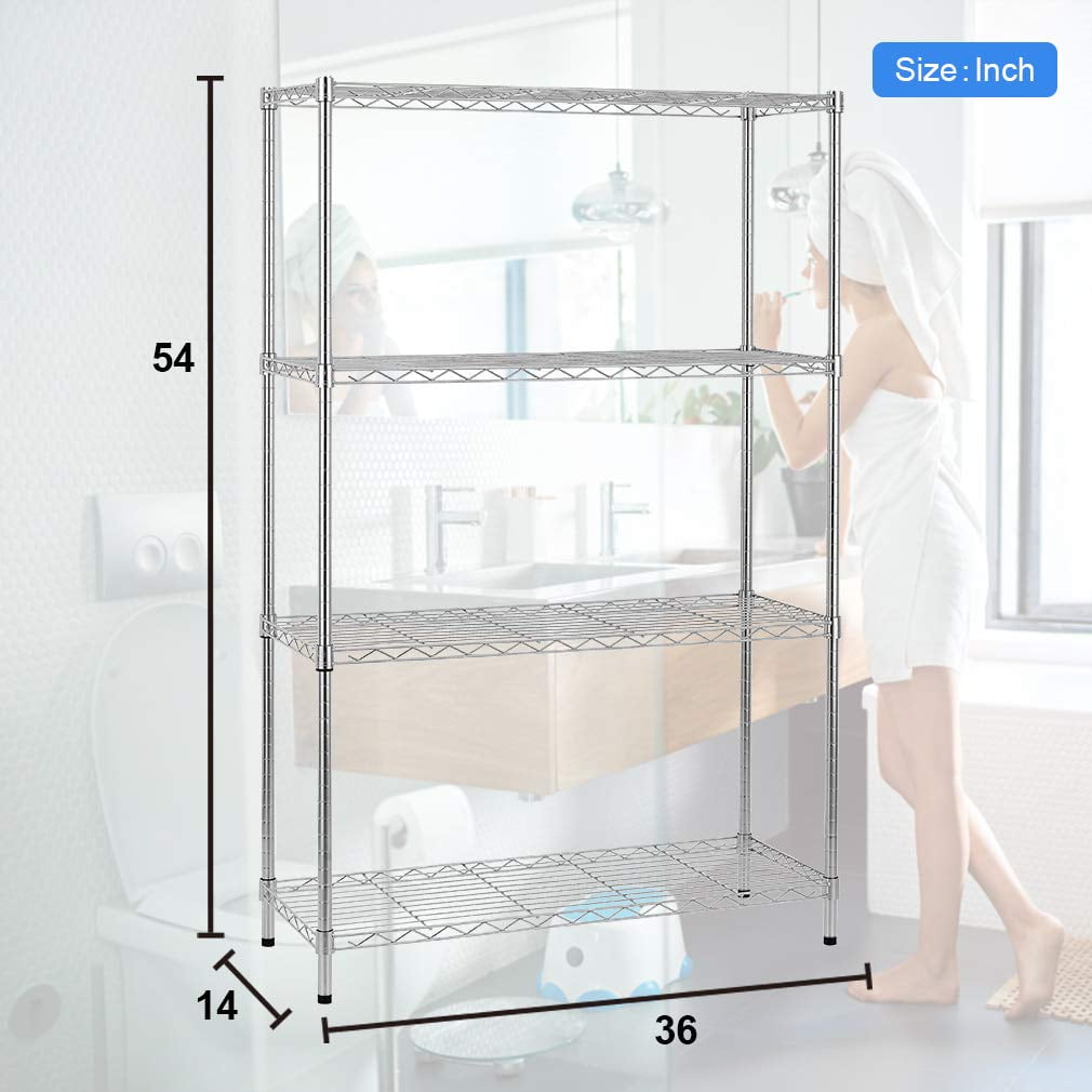 BestOffice 4 Shelf Wire Shelving Metal Large Storage Shelves Heavy Adjustable Utility Commercial Grade Steel Layer Shelf