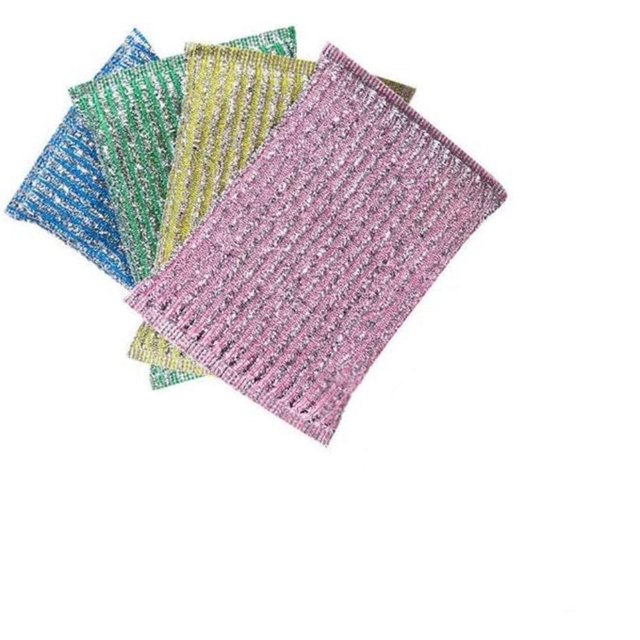 4 Pack Scouring Pads Scrubbers Set in 4 Random Color Multipurpose Non Abrasive Non Scratch - Synthetic Fiber Cleaning and Scouring Scrubs