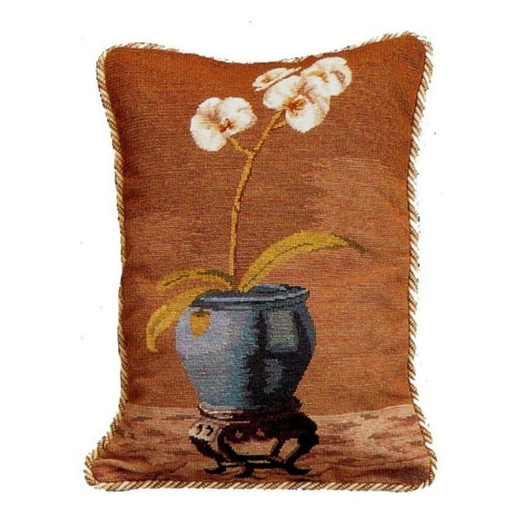 Handmade Wool Needlepoint Pillow Cover - Decorative Throw Cushion Cover - Vintage Floral Embroidery Design - Pillowcase for Sofa, Bed, or Chair - Rustic Home Decor