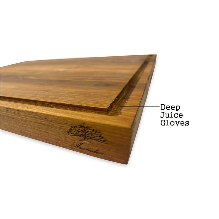 Tatayosi 1-Pieces 15.8 in. x 15.8 in. x 1.25 in. Teak Cutting Board for Chopping Cutting Food Me at Fruit Vegetable, Natural