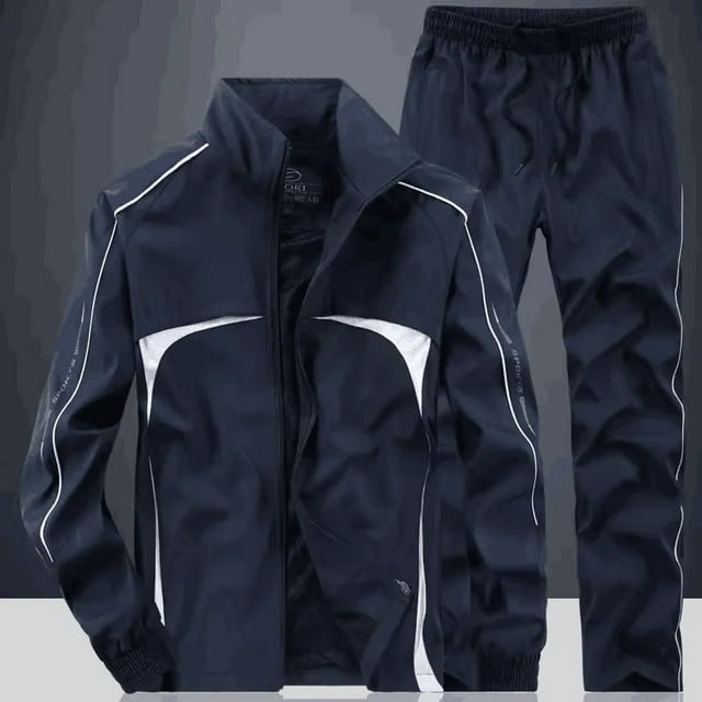 Spring Fall Casual Tracksuit Men Long Sleeve 2pcs Sets Gym Running Jogging Sweatsuit Athletic Football Basketball Sports Suits