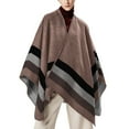thumbnail image 1 of WTXUE Poncho Shawl Boho Cardigans Travel Plaid Shawl Open Front Cape Warm Oversized Sweaters Casual Cardigan Shawls Fall Winter Blanket Shawl Wraps Knitted Poncho Color Block Sweater Khaki One Size, 1 of 9