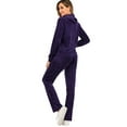 thumbnail image 6 of KingShop Velour Tracksuits for Women Long Sleeve Zipper Hoodie Jacket Long Pants 2 Piece Velvet Lounge Sets, 6 of 7
