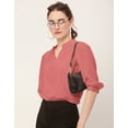thumbnail image 5 of Moomaya Solid Puff Sleeve Tops, Band Collar, Semi-Formal Tops For Women, 5 of 9