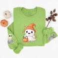 thumbnail image 5 of Mifsaly Womens Funny Novelty Halloween Ghost Graphic Pullover Sweatshirt Casual Long Sleeve Crewneck Fleece Tops Cozy Autumn for Everyday Outfits Green,XL, 5 of 5