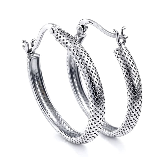 925 Sterling Silver Hoop Earrings for Women, Fashion Designer Handmade Jewelry, 3x3cm