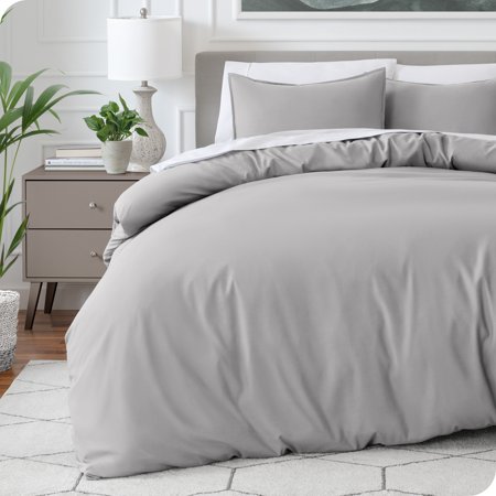 Bare Home Soft Hypoallergenic Microfiber Duvet Cover and Sham Set Light Grey King - Cal King 3 Piece