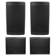 2) JBL EON610 10" 2000 Watt Bluetooth Powered DJ PA Speakers+(2) 18" Subwoofers