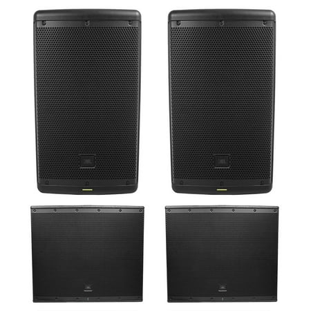 2) JBL EON610 10" 2000 Watt Bluetooth Powered DJ PA Speakers+(2) 18" Subwoofers