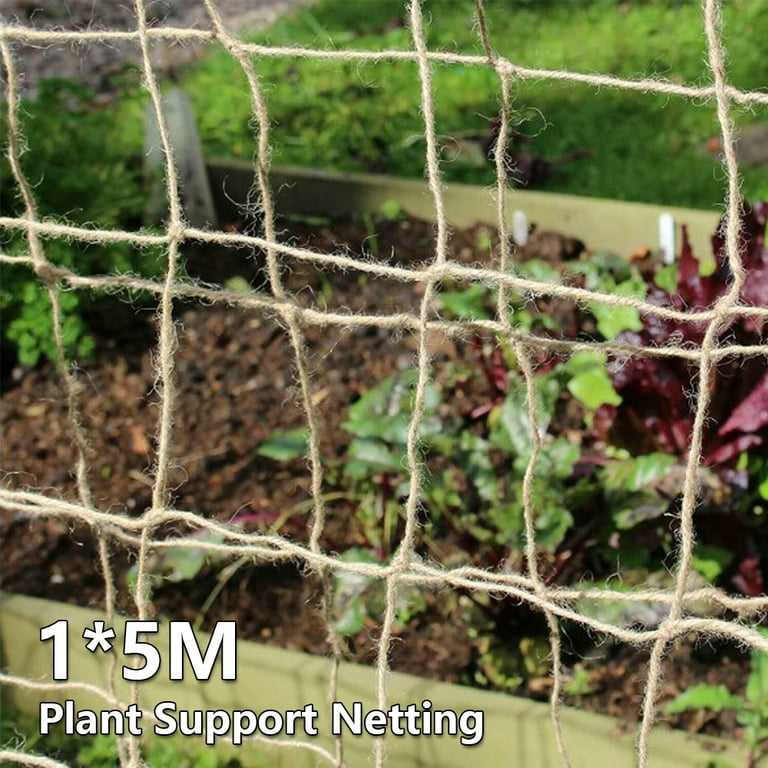 Willstar Plant Netting – Plant Support Jute Net for Gardens – 16.4Ft x  3.2Ft Eco-Friendly Netting – Great for Climbing Plants, Peas, Cucumbers &  Strawberries - 5.9 Inch Squares 